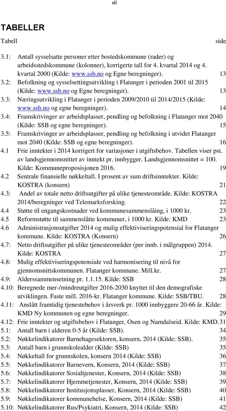 ssb.no og egne beregninger). 14 3.4: Framskrivinger av arbeidsplasser, pendling og befolkning i Flatanger mot 2040 (Kilde: SSB og egne beregninger). 15 3.