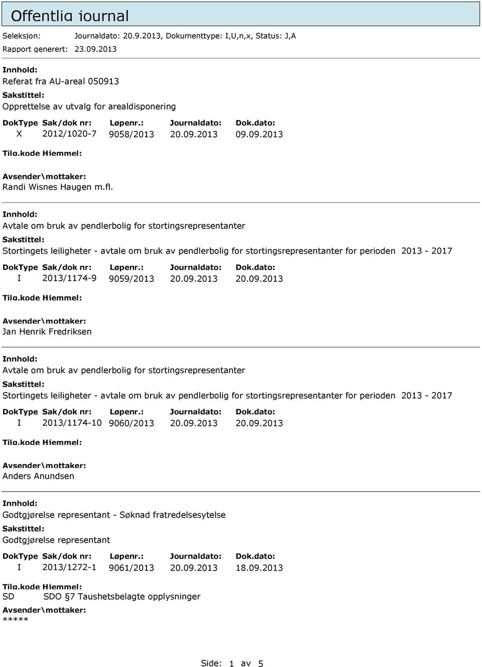 Avtale om bruk av pendlerbolig for stortingsrepresentanter Stortingets leiligheter - avtale om bruk av pendlerbolig for stortingsrepresentanter for perioden 2013-2017