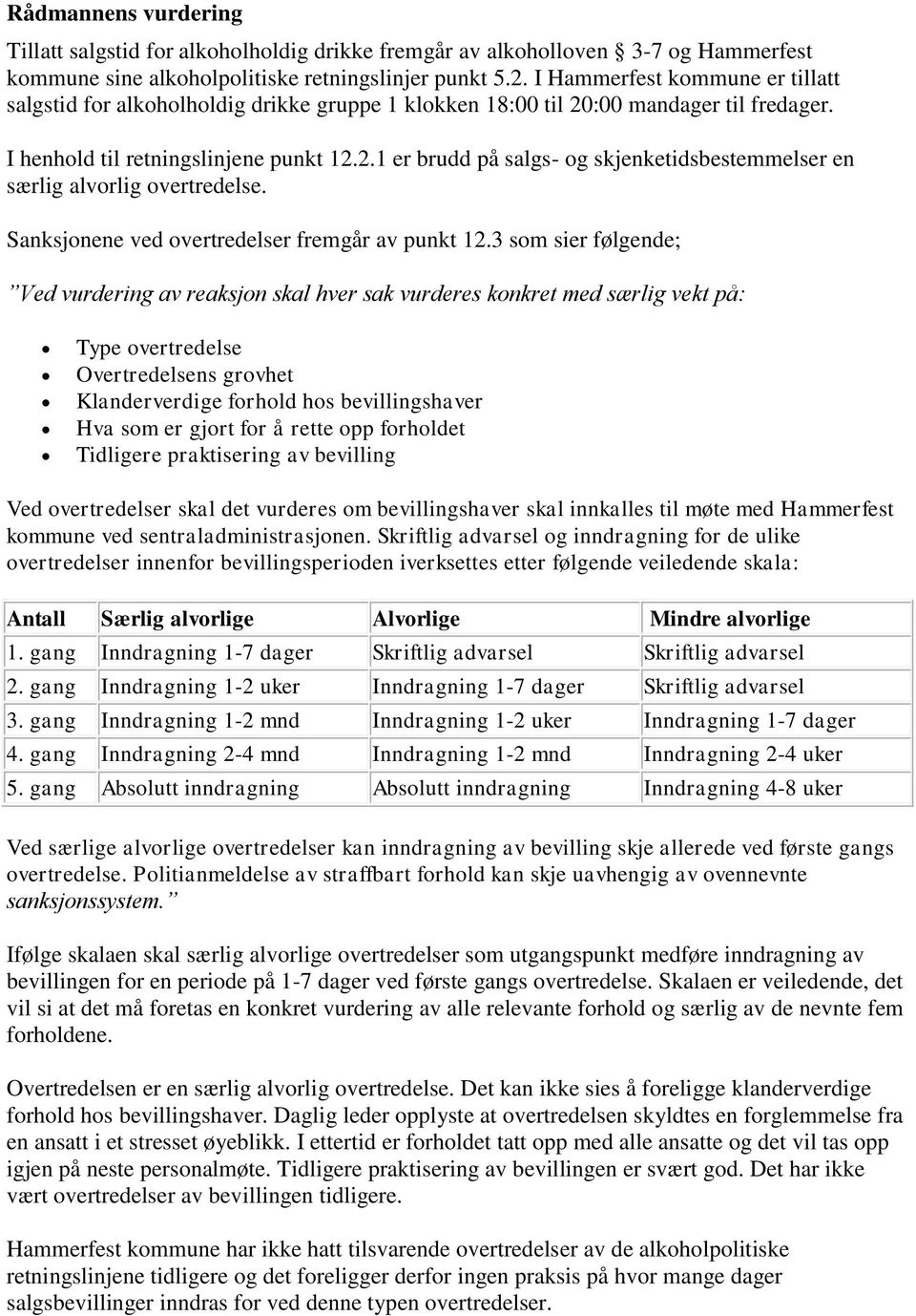 Sanksjonene ved overtredelser fremgår av punkt 12.