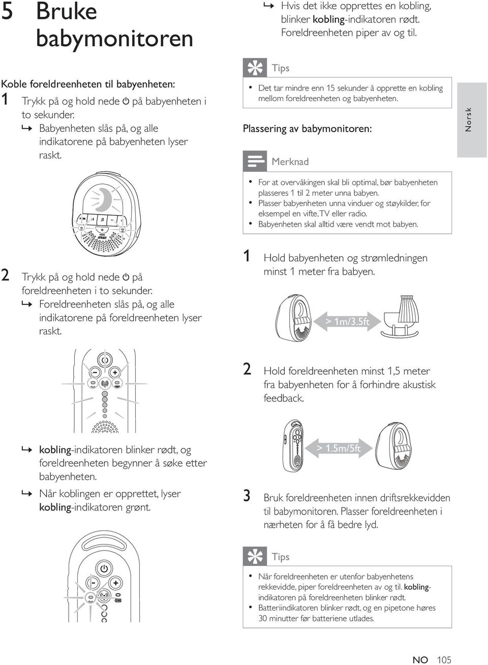 babymonitoren: Merknad Norsk 2» 1 > 1m/3.