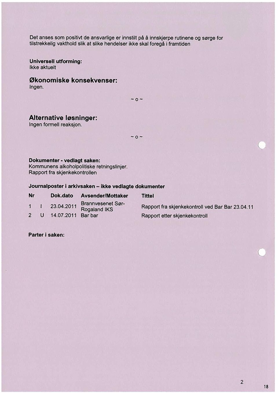 0- Dokumenter - vedlagt saken: Kommunens alkoholpolitiske retningslinjer.