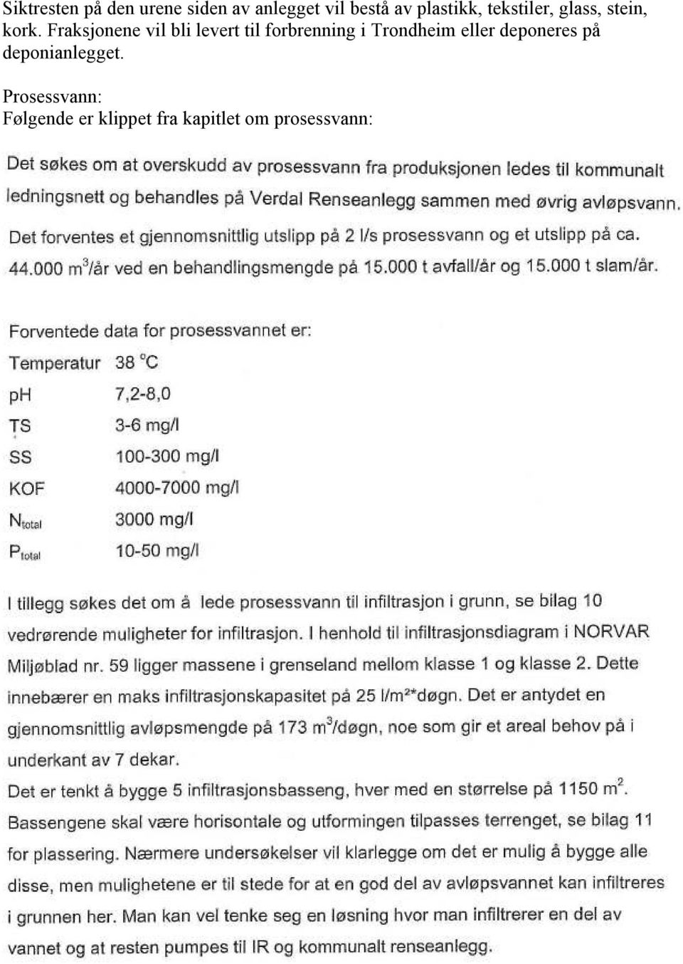 Fraksjonene vil bli levert til forbrenning i Trondheim eller