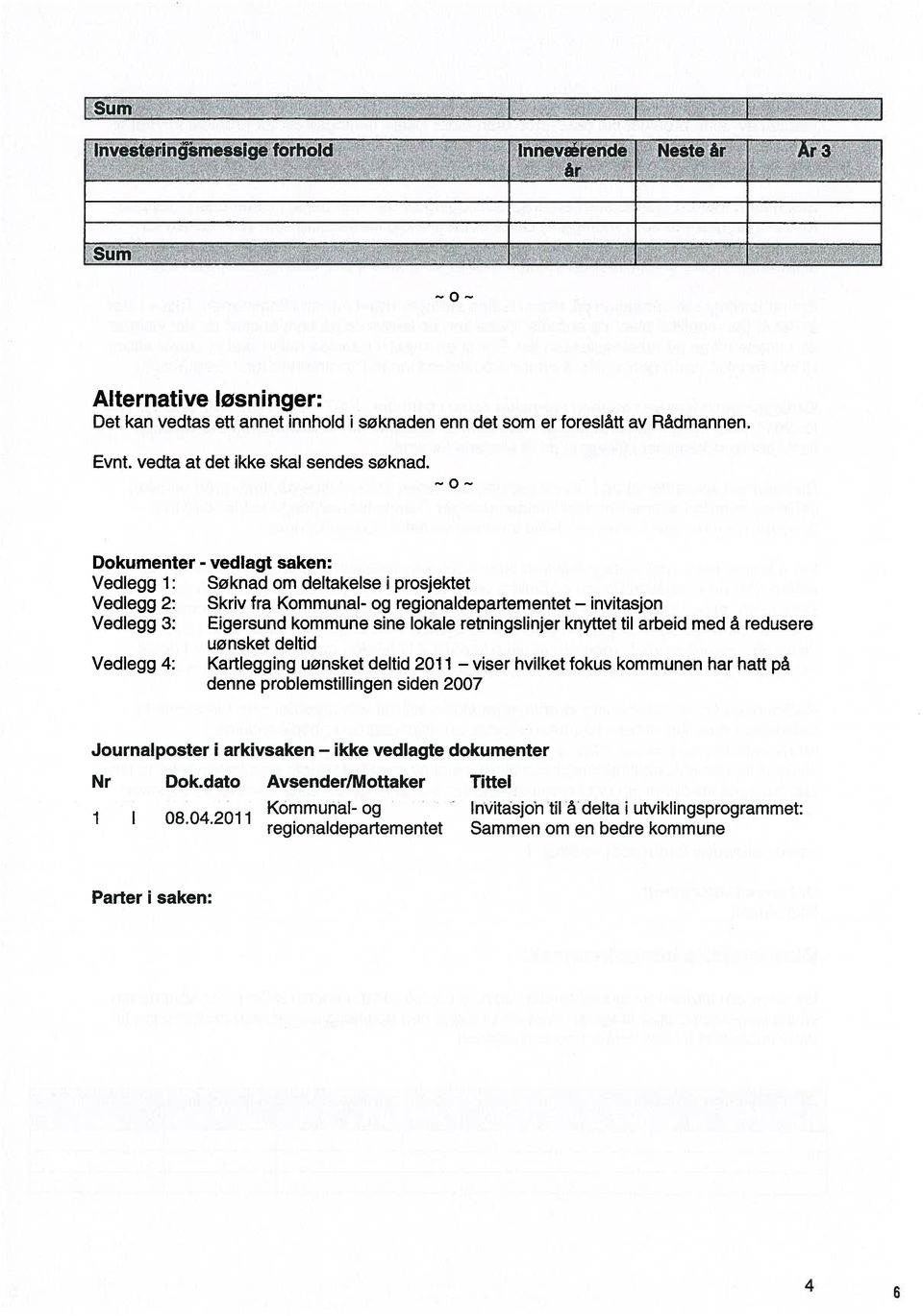 retningslinjer knyttet til arbeid med å redusere uønsket deltid Vedlegg 4: Kartlegging uønsket deltid 2011 viser hvilket fokus kommunen har hatt på denne problemstillingen siden 2007