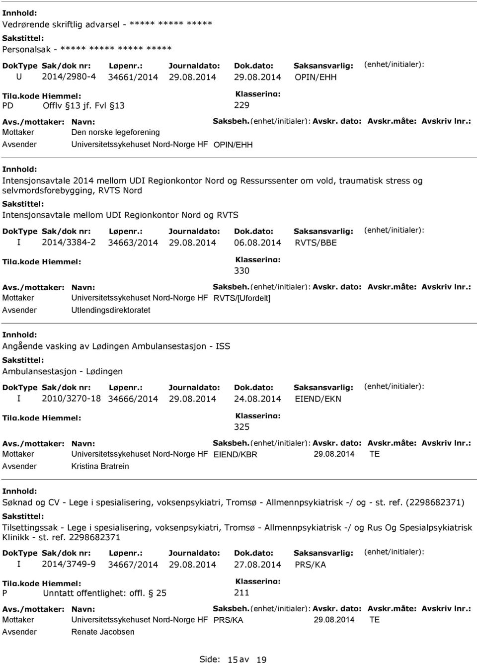 selvmordsforebygging, RVTS Nord ntensjonsavtale mellom D Regionkontor Nord og RVTS 2014/3384-2 34663/2014 06.08.