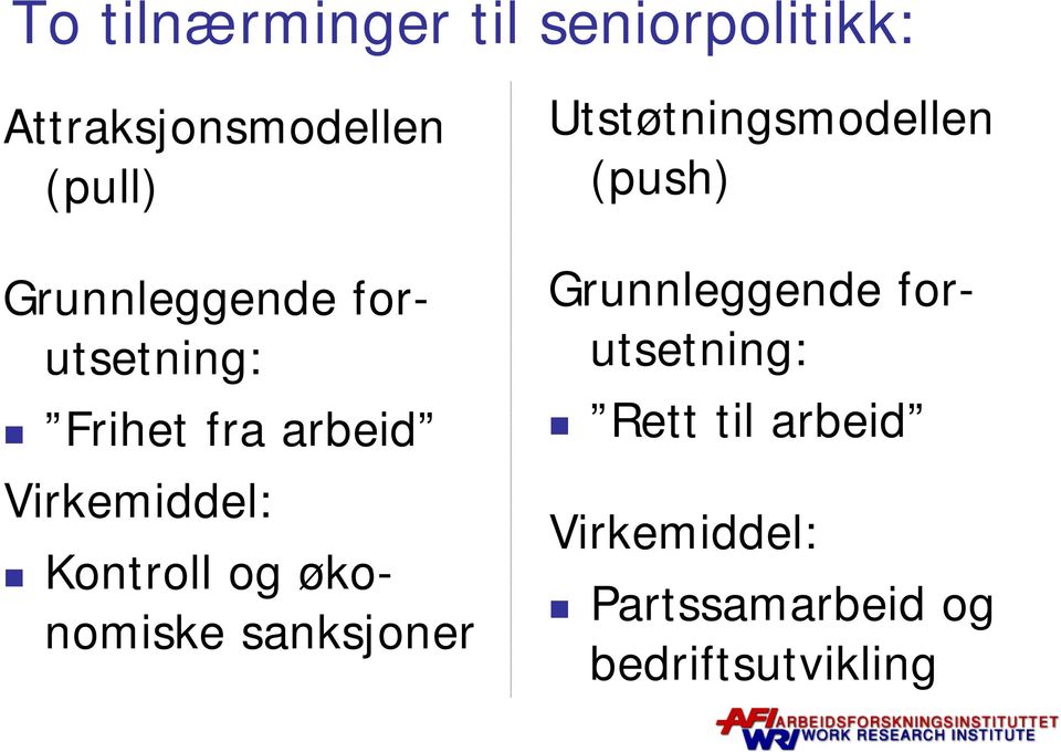 og økonomiske sanksjoner Utstøtningsmodellen (push) Grunnleggende