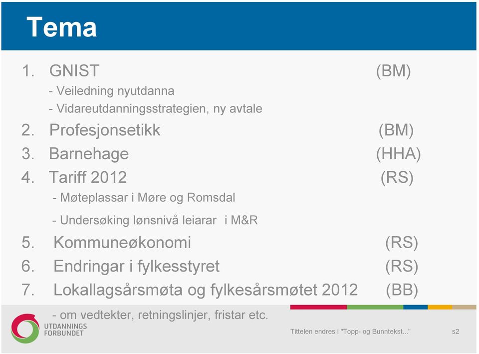 Tariff 2012 (RS) - Møteplassar i Møre og Romsdal - Undersøking lønsnivå leiarar i M&R 5.