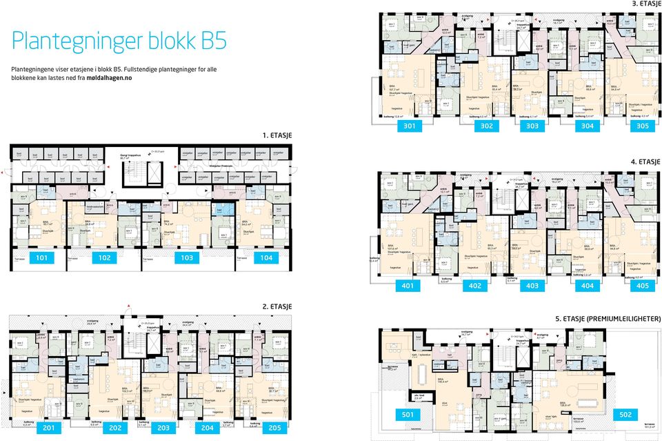 ullstendige plantegninger for alle blokkene kan lastes ned fra møldalhagen.