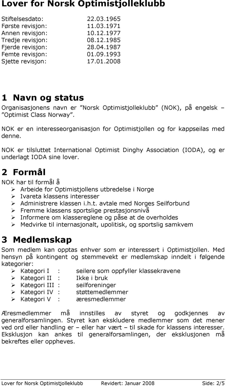 NOK er en interesseorganisasjon for Optimistjollen og for kappseilas med denne. NOK er tilsluttet International Optimist Dinghy Association (IODA), og er underlagt IODA sine lover.