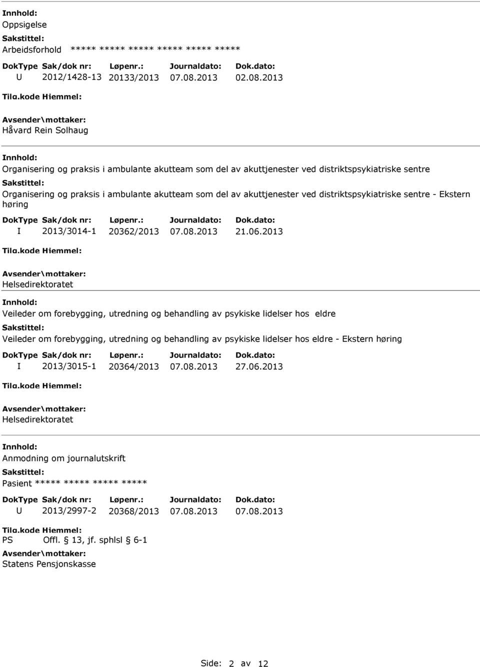 akuttjenester ved distriktspsykiatriske sentre - Ekstern høring 2013/3014-1 20362/2013 21.06.