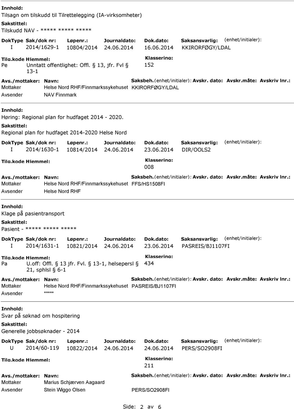 Regional plan for hudfaget 2014-2020 Helse Nord 2014/1630-1 10814/2014 DR/OOLS2 008 Avs./mottaker: Navn: Saksbeh. Avskr. dato: Avskr.måte: Avskriv lnr.