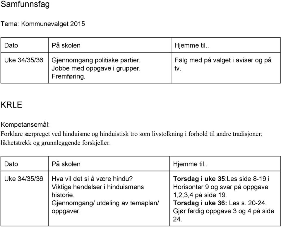 KRLE : Forklare særpreget ved hinduisme og hinduistisk tro som livstolkning i forhold til andre tradisjoner; likhetstrekk og grunnleggende