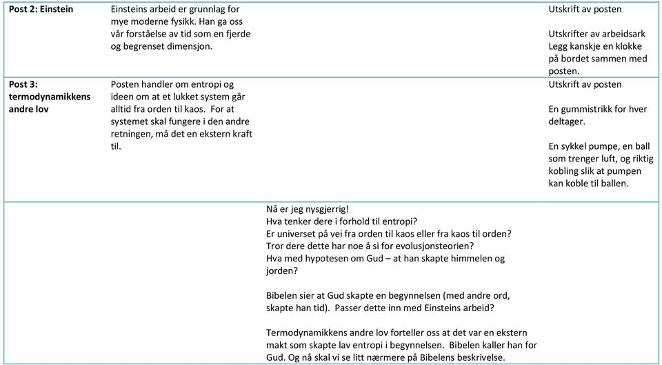 Utskrift av posten Utskrifter av arbeidsark Legg kanskje en klokke på bordet sammen med posten. Utskrift av posten En gummistrikk for hver deltager.