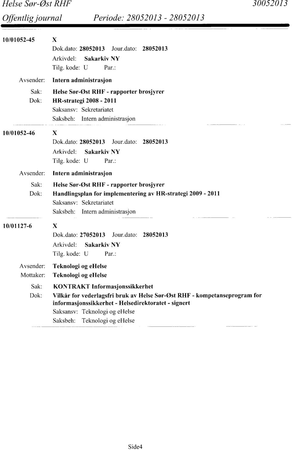 administrasjon 10/01127-6 X Dok.dato: 27052013 Jour.