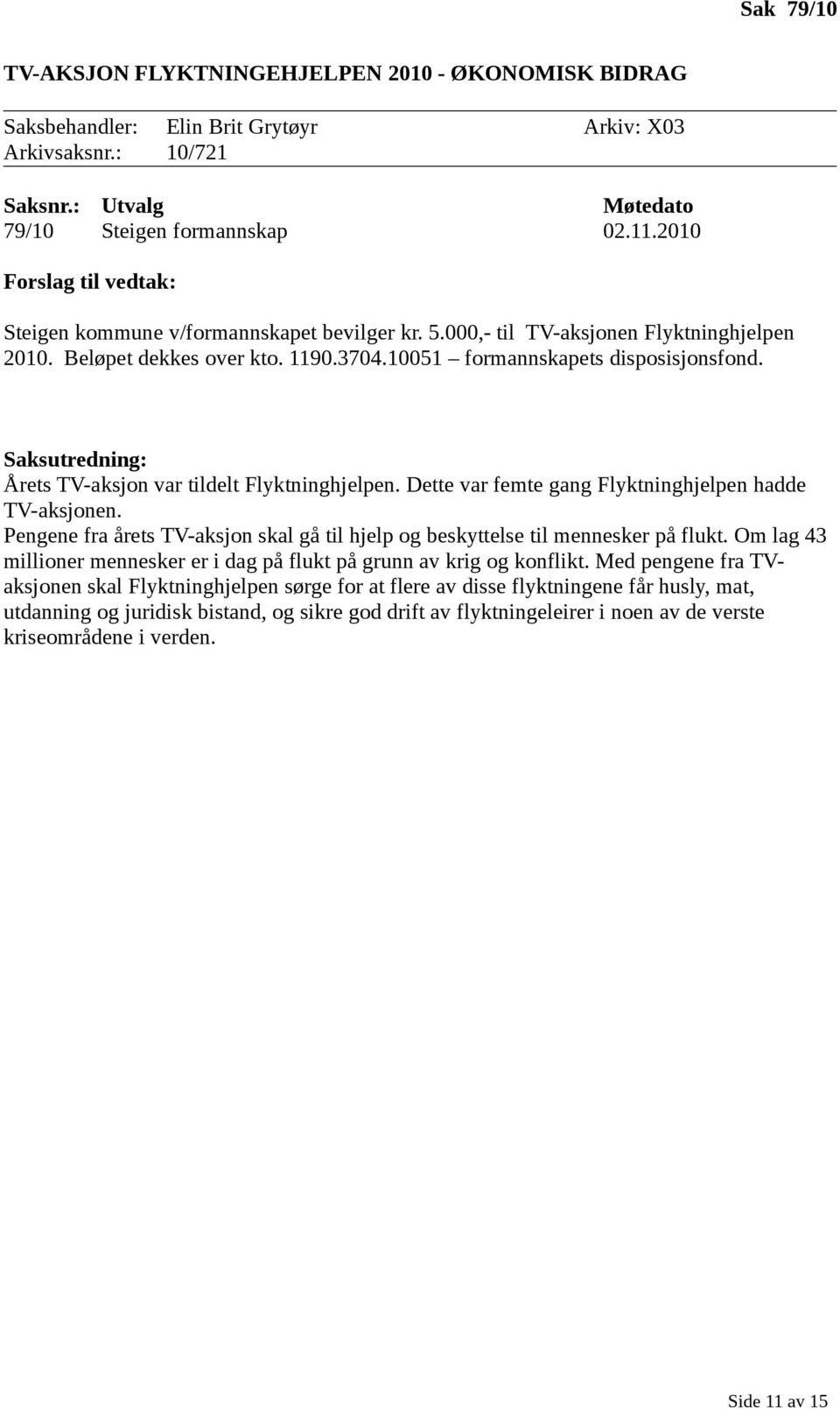 Saksutredning: Årets TV-aksjon var tildelt Flyktninghjelpen. Dette var femte gang Flyktninghjelpen hadde TV-aksjonen.