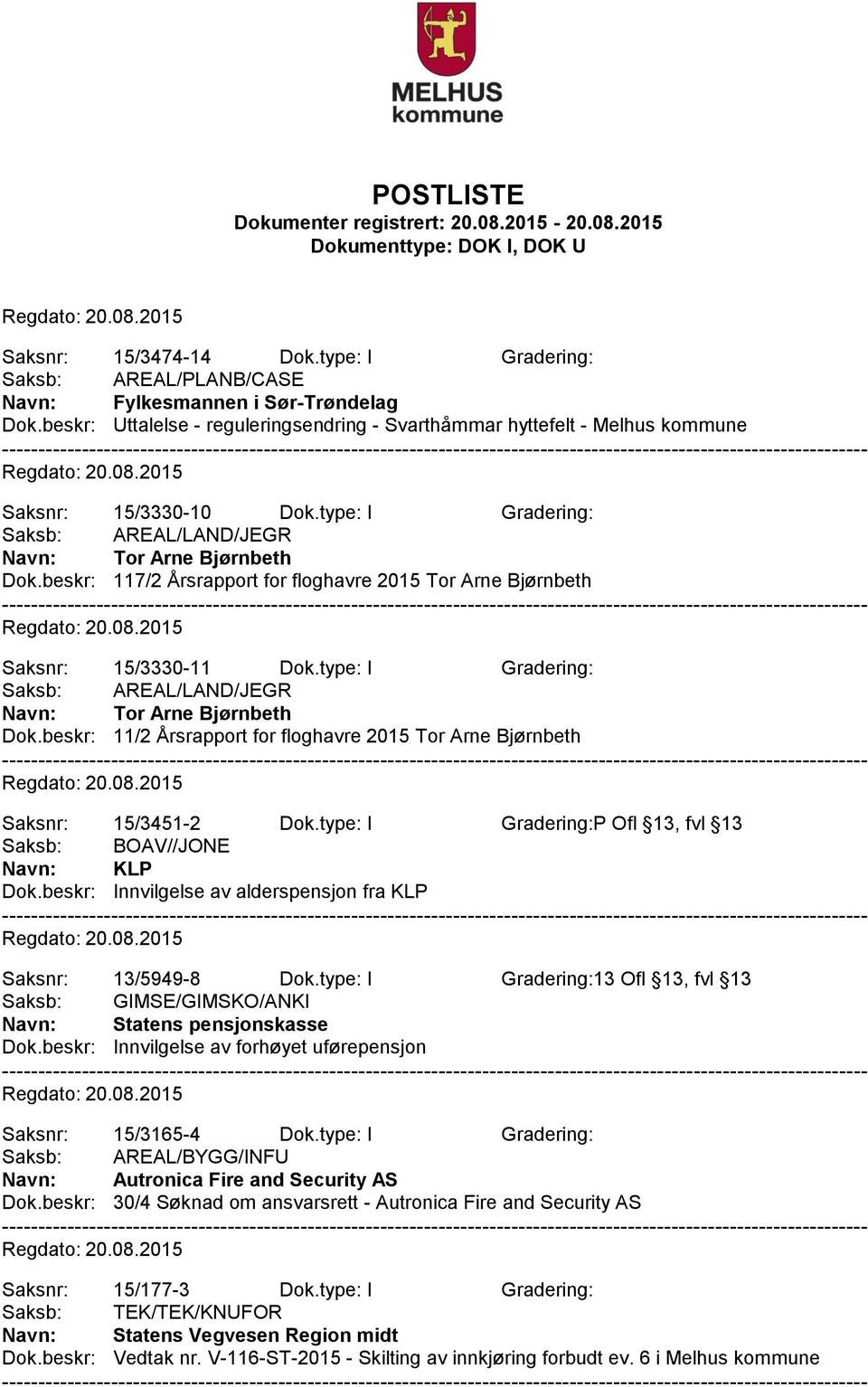 beskr: 117/2 Årsrapport for floghavre 2015 Tor Arne Bjørnbeth Saksnr: 15/3330-11 Dok.type: I Gradering: Navn: Tor Arne Bjørnbeth Dok.