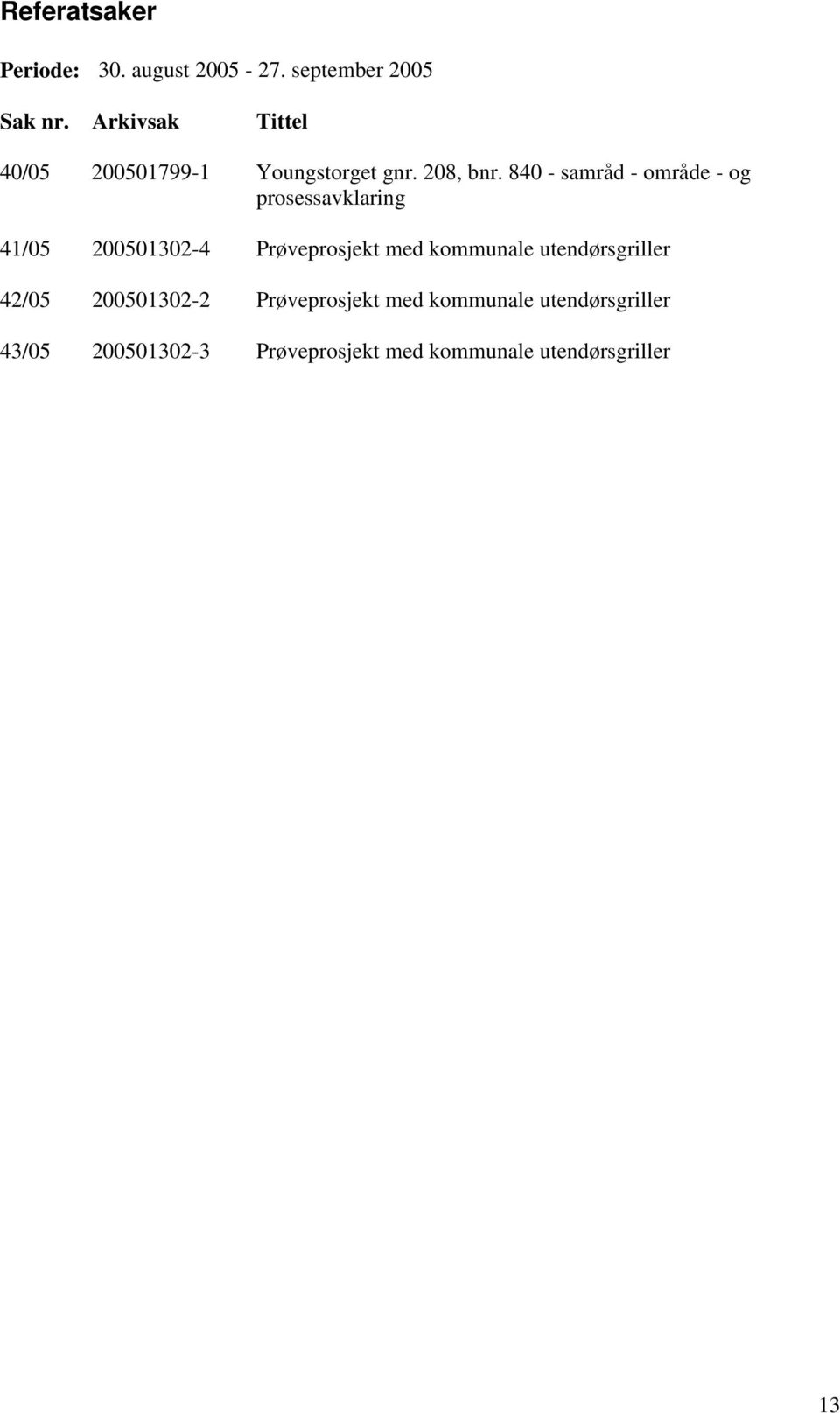 840 - samråd - område - og prosessavklaring 41/05 200501302-4 Prøveprosjekt med kommunale