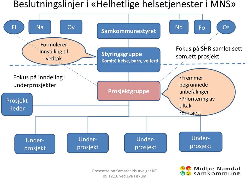 sett som ett prosjekt Fokus på inndeling i underprosjekter Prosjekt leder Prosjektgruppe Fremmer