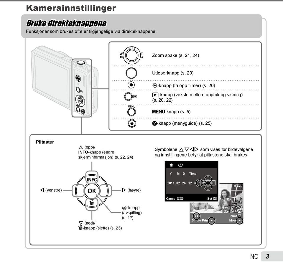 25) Piltaster F (opp)/ INFO-knapp (endre skjerminformasjon) (s.