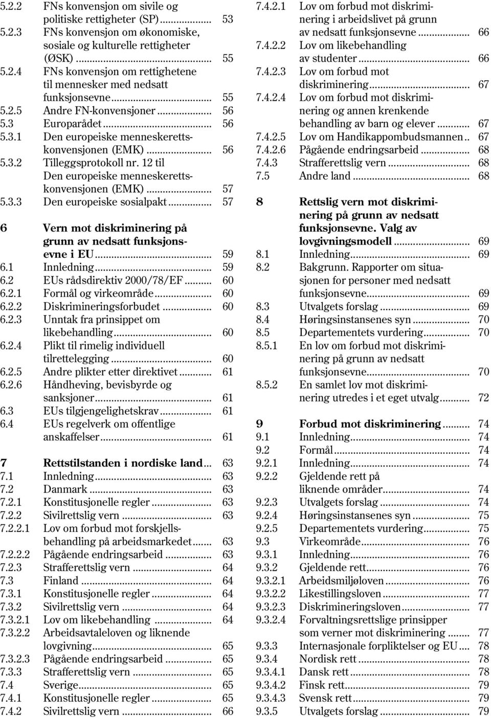 .. 67 funksjonsevne... 55 7.4.2.4 Lov om forbud mot diskrimi 5.2.5 Andre FN-konvensjoner... 56 nering og annen krenkende 5.3 Europarådet... 56 behandling av barn og elever... 67 5.3.1 Den europeiske menneskeretts- 7.