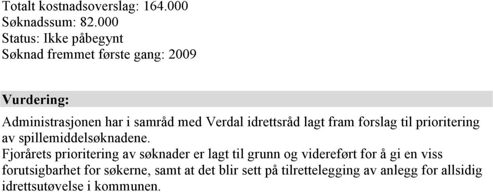 prioritering av spillemiddelsøknadene.