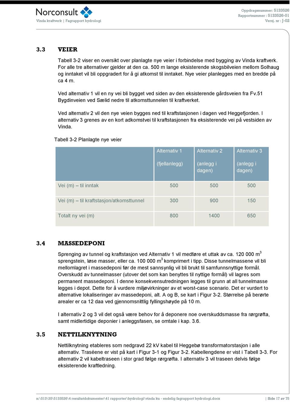 Ved alternativ 1 vil en ny vei bli bygget ved siden av den eksisterende gårdsveien fra Fv.51 Bygdinveien ved Sælid nedre til atkomsttunnelen til kraftverket.