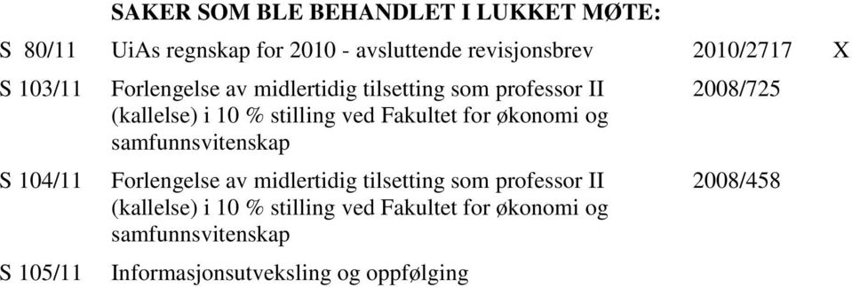 Fakultet for økonomi og samfunnsvitenskap Forlengelse av midlertidig tilsetting som professor II (kallelse) i