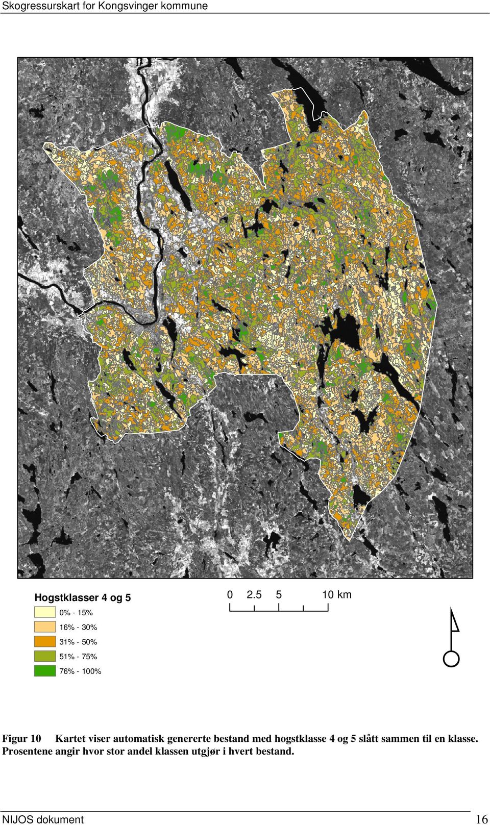 5 5 10 km Figur 10 Kartet viser automatisk genererte bestand med hogstklasse