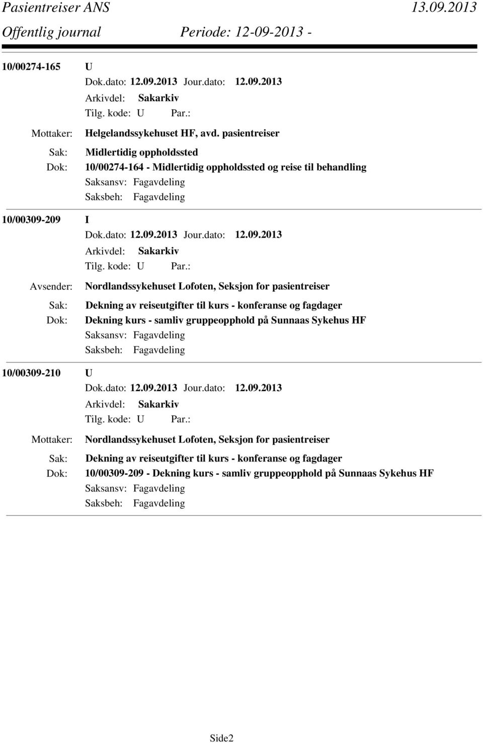 kurs - samliv gruppeopphold på Sunnaas Sykehus HF 10/00309-210 U Nordlandssykehuset Lofoten, Seksjon for pasientreiser