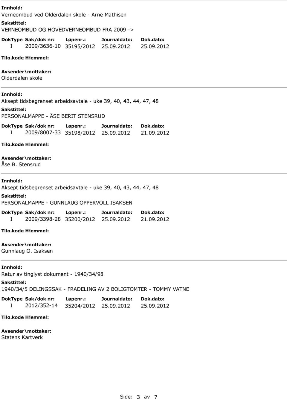 Stensrud Aksept tidsbegrenset arbeidsavtale - uke 39, 40, 43, 44, 47, 48 PERSONALMAPPE - GNNLAG OPPERVOLL SAKSEN 2009/3398-28 35200/2012