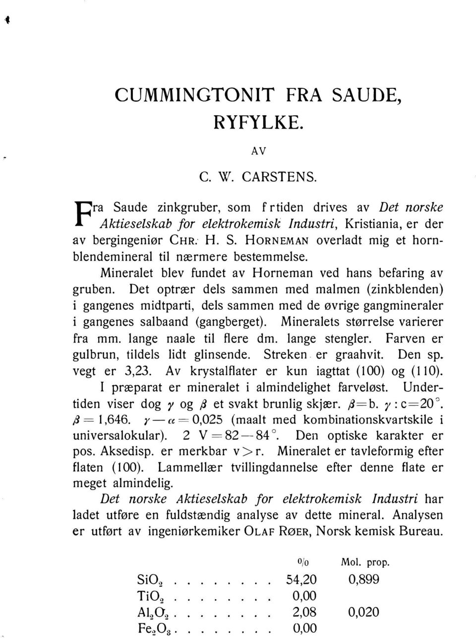 Mineralet blev fundet av Horneman ved hans befaring av Det optrær dels sammen med malmen (zinkblenden) i gangenes midtparti, dels sammen med de øvrige gangmineraler i gangenes salbaand (gangberget).