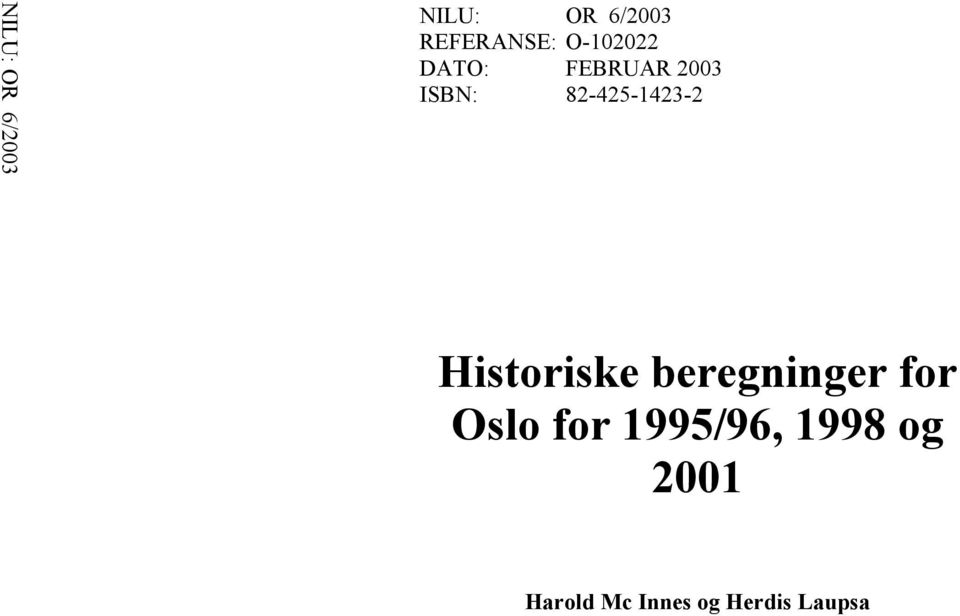 82-425-1423-2 Historiske beregninger for Oslo