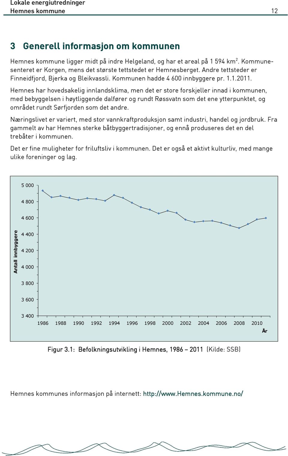 Hemnes har hovedsakelig innlandsklima, men det er store forskjeller innad i kommunen, med bebyggelsen i høytliggende dalfører og rundt Røssvatn som det ene ytterpunktet, og området rundt Sørfjorden