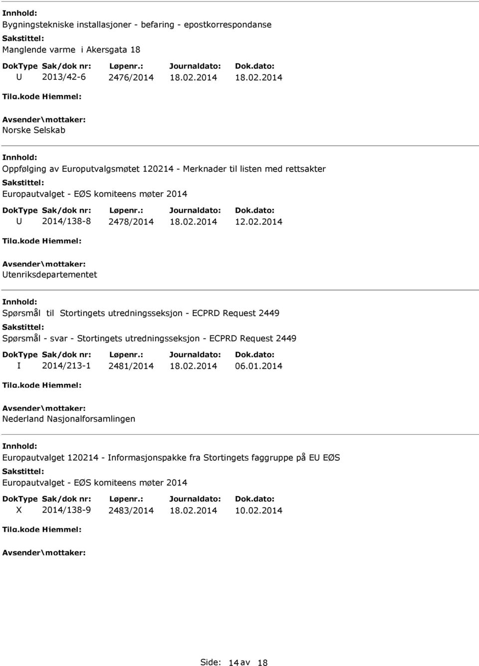 utredningsseksjon - ECPRD Request 2449 Spørsmål - svar - Stortingets utredningsseksjon - ECPRD Request 2449 2014