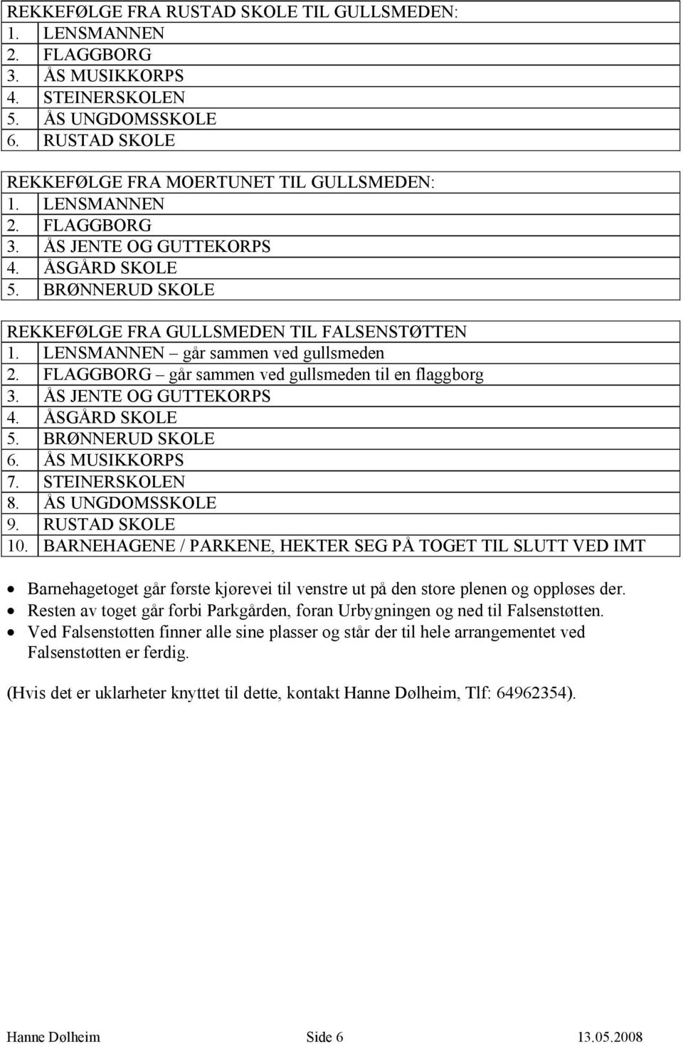 ÅSGÅRD SKOLE 5. BRØNNERUD SKOLE 6. ÅS MUSIKKORPS 7. STEINERSKOLEN 8. ÅS UNGDOMSSKOLE 9. RUSTAD SKOLE 10.