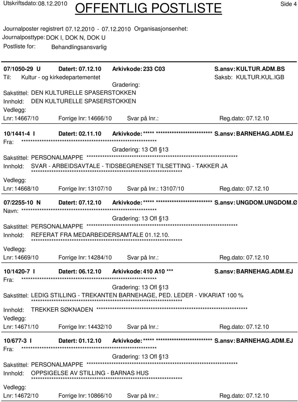 10 Arkivkode:***** ****************************** 13 Ofl 13 Sakstittel: PERSONALMAPPE Innhold: SVAR - ARBEIDSAVTALE - TIDSBEGRENSET TILSETTING - TAKKER JA Lnr: 14668/10 Forrige lnr: 13107/10 Svar på