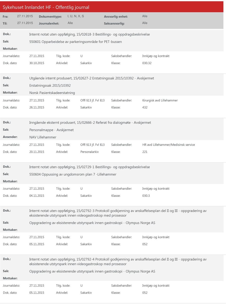 2015 Arkivdel: Sakarkiv 432 Inngående eksternt produsert, 15/02666-2 Referat fra dialogmøte - Personalmappe - NAV Lillehammer HR avd Lillehammer/Medisinsk service Dok. dato: 20.11.