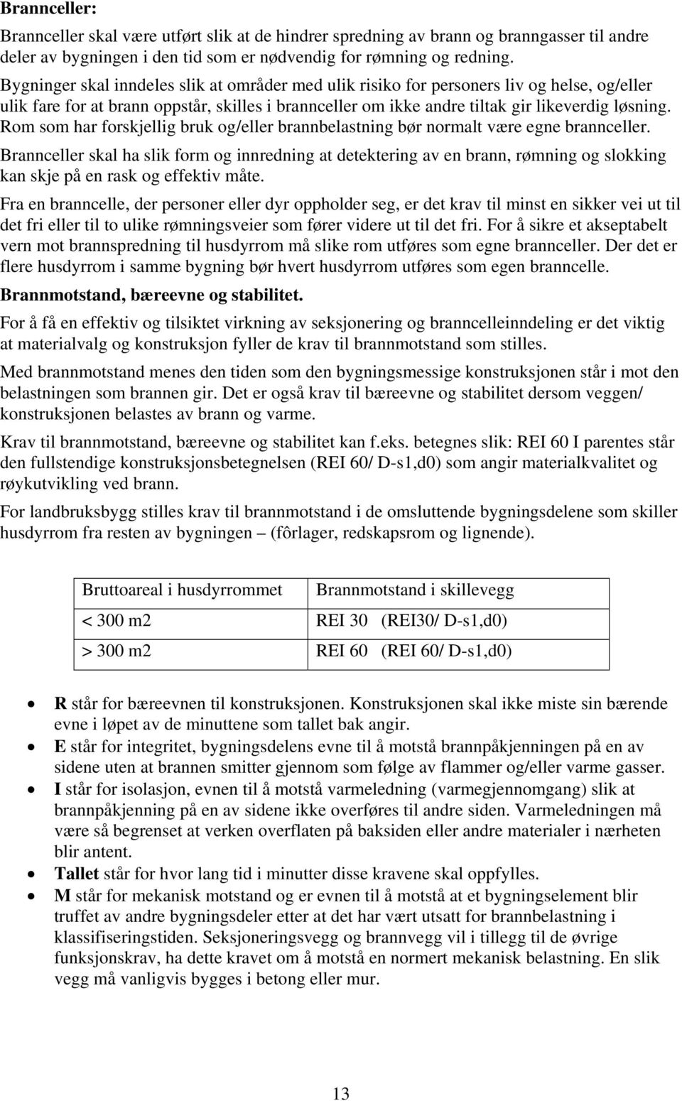 Rom som har forskjellig bruk og/eller brannbelastning bør normalt være egne brannceller.