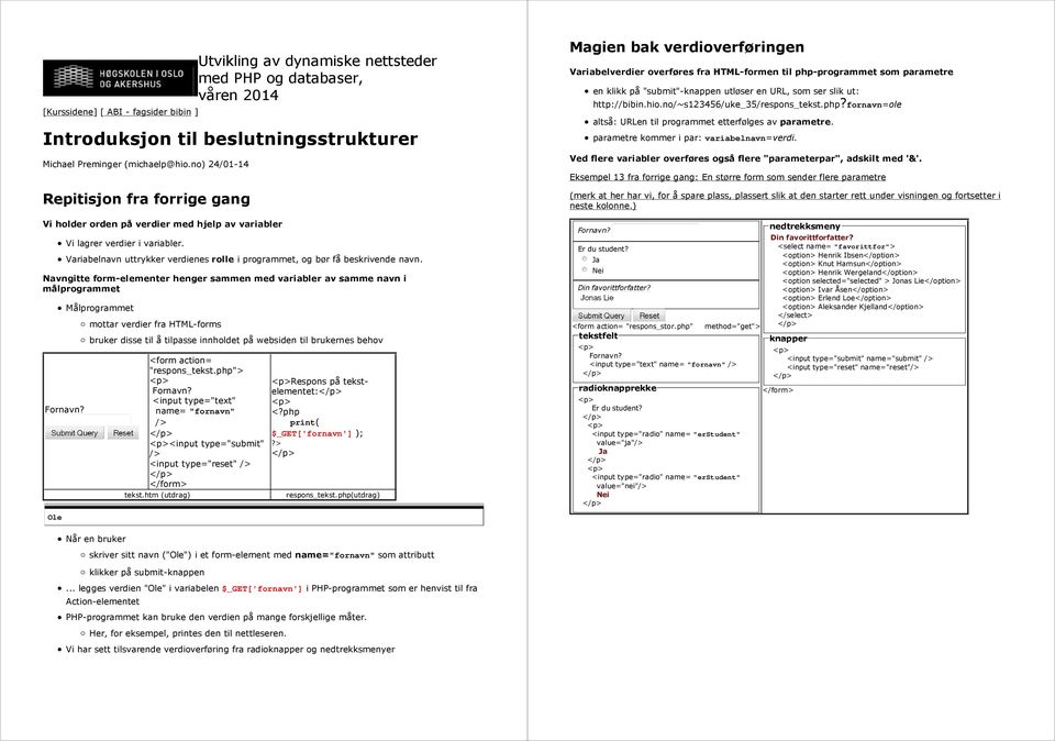 Variabelnavn uttrykker verdienes rolle i programmet, og bør få beskrivende navn.