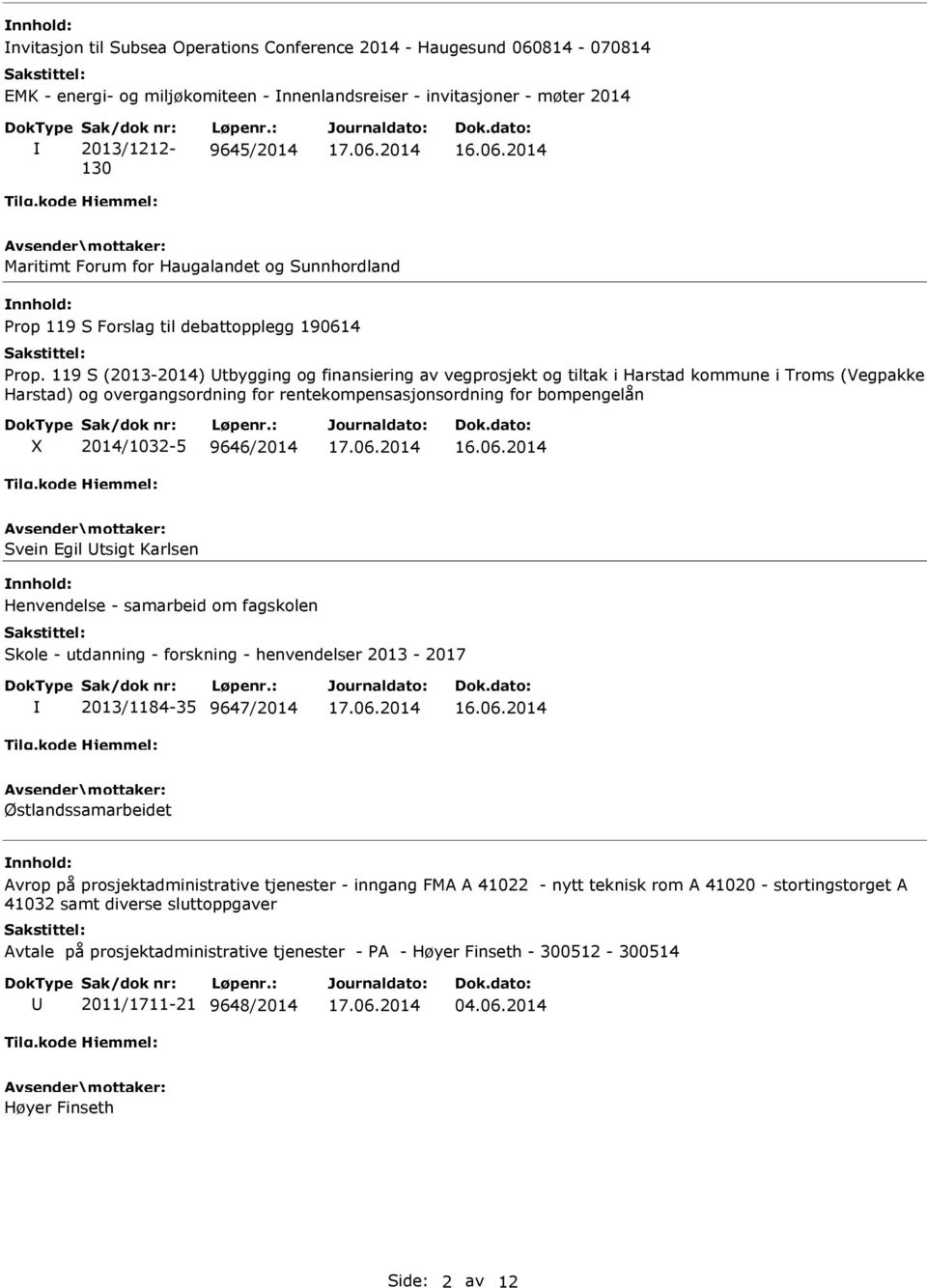 119 S (2013-2014) tbygging og finansiering av vegprosjekt og tiltak i Harstad kommune i Troms (Vegpakke Harstad) og overgangsordning for rentekompensasjonsordning for bompengelån X 2014/1032-5
