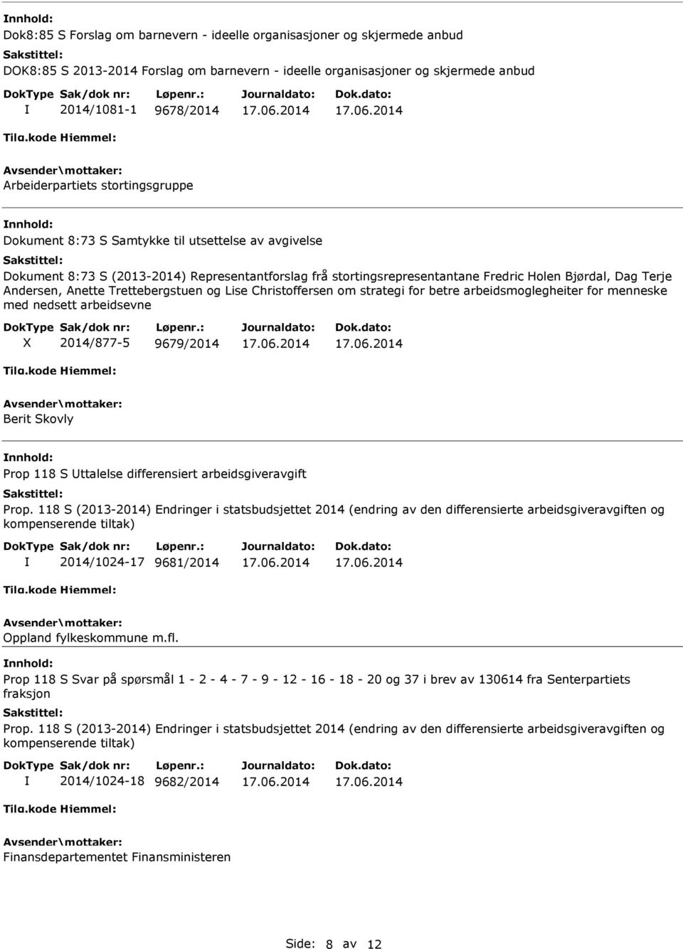 Trettebergstuen og Lise Christoffersen om strategi for betre arbeidsmoglegheiter for menneske med nedsett arbeidsevne X 2014/877-5 9679/2014 Berit Skovly Prop 118 S ttalelse differensiert