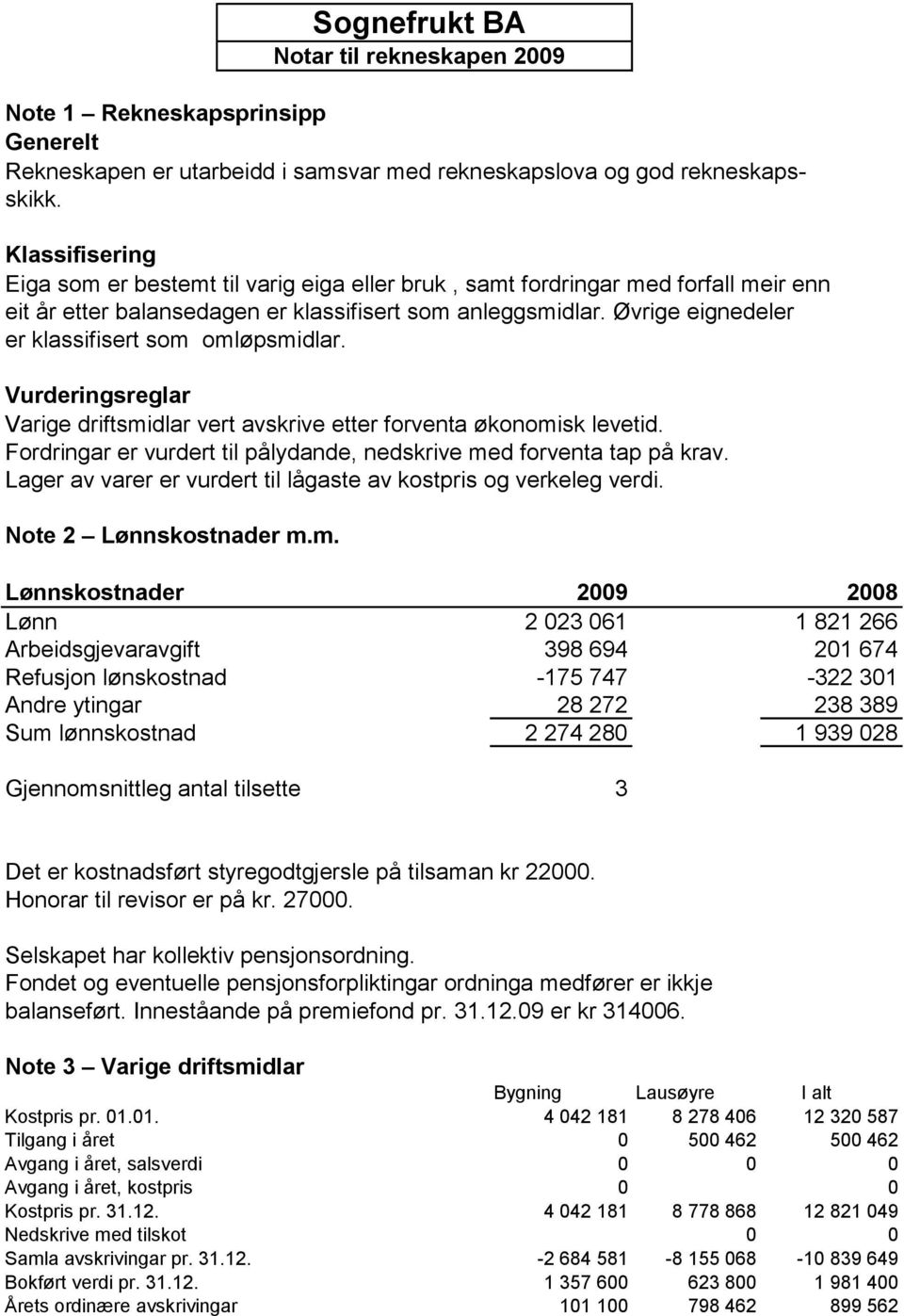 Øvrige eignedeler er klassifisert som omløpsmidlar. Vurderingsreglar Varige driftsmidlar vert avskrive etter forventa økonomisk levetid.