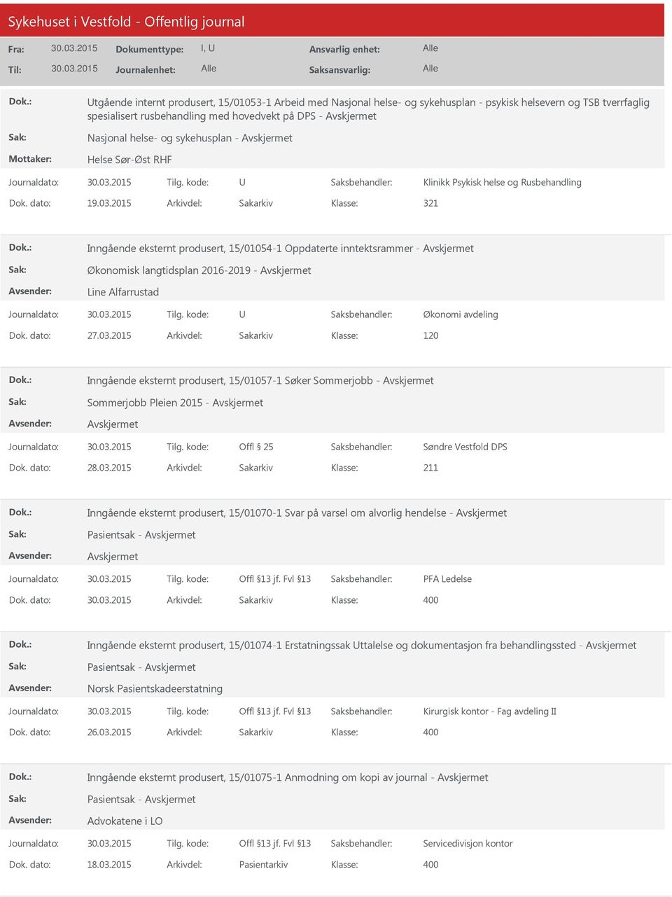 2015 Arkivdel: Sakarkiv 321 Inngående eksternt produsert, 15/01054-1 Oppdaterte inntektsrammer - Økonomisk langtidsplan 2016-2019 - Line Alfarrustad Økonomi avdeling Dok. dato: 27.03.