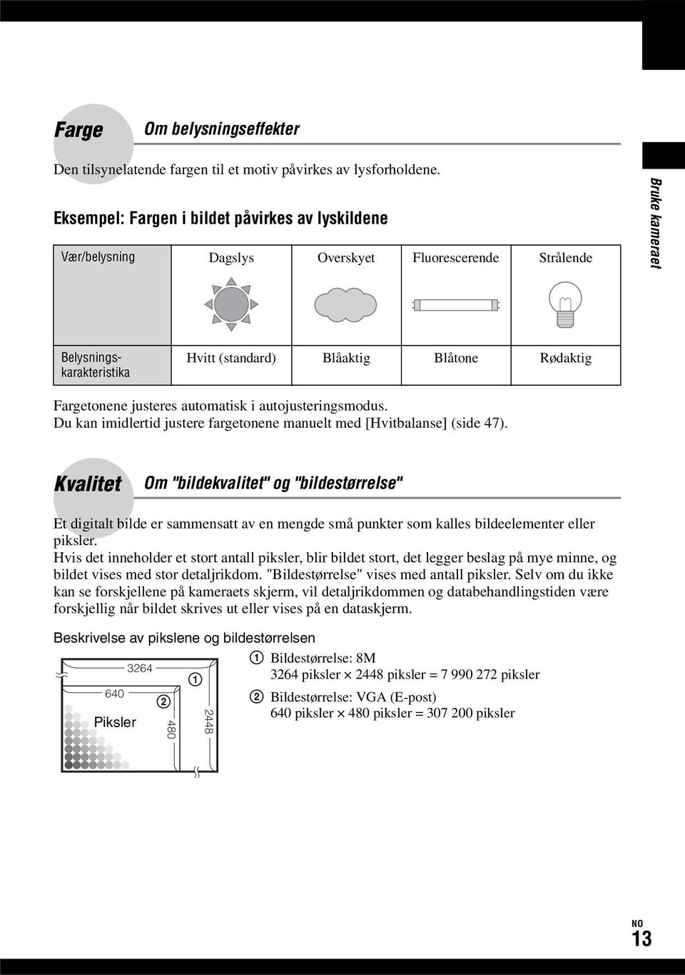 Fargetonene justeres automatisk i autojusteringsmodus. Du kan imidlertid justere fargetonene manuelt med [Hvitbalanse] (side 47).