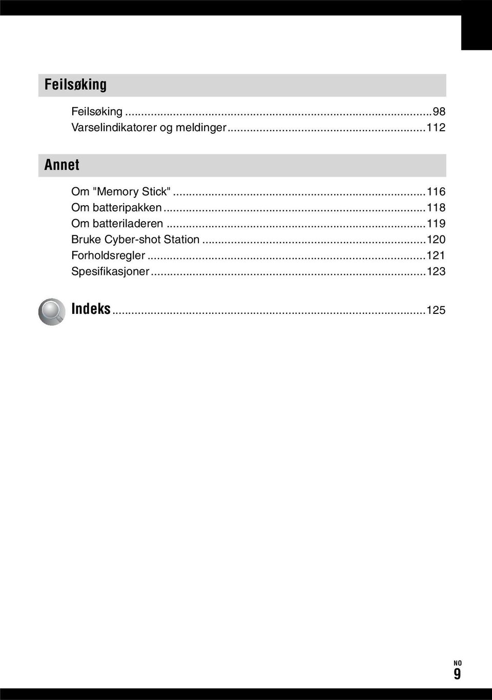 ..118 Om batteriladeren...119 Bruke Cyber-shot Station.