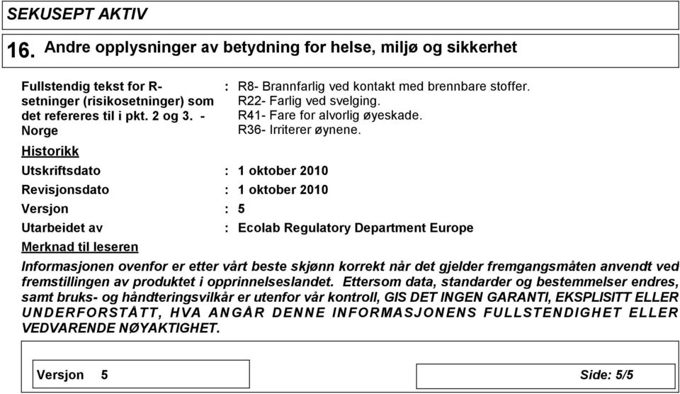 R36- Irriterer øynene.