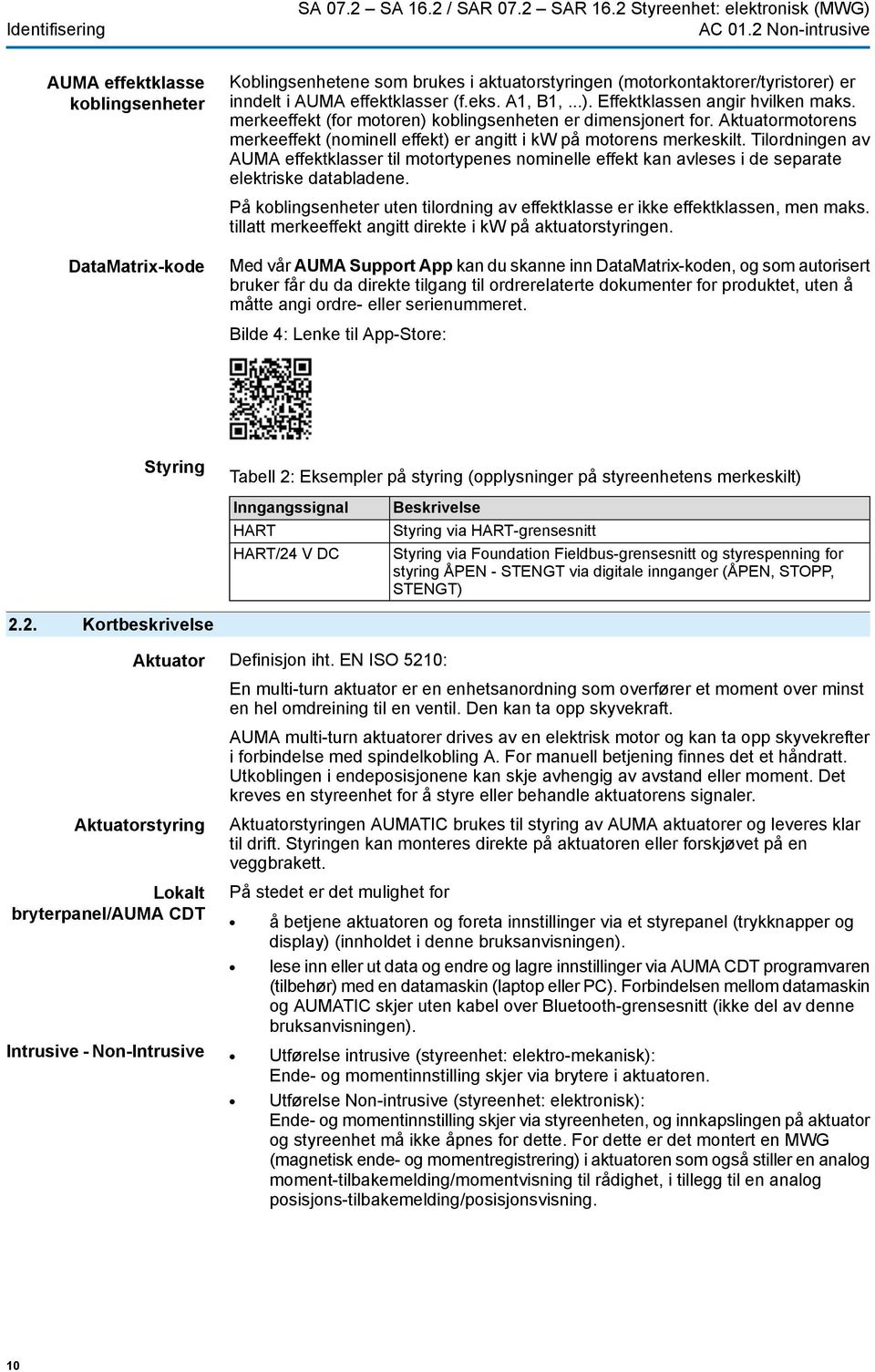 A1, B1,...). Effektklassen angir hvilken maks. merkeeffekt (for motoren) koblingsenheten er dimensjonert for. Aktuatormotorens merkeeffekt (nominell effekt) er angitt i kw på motorens merkeskilt.