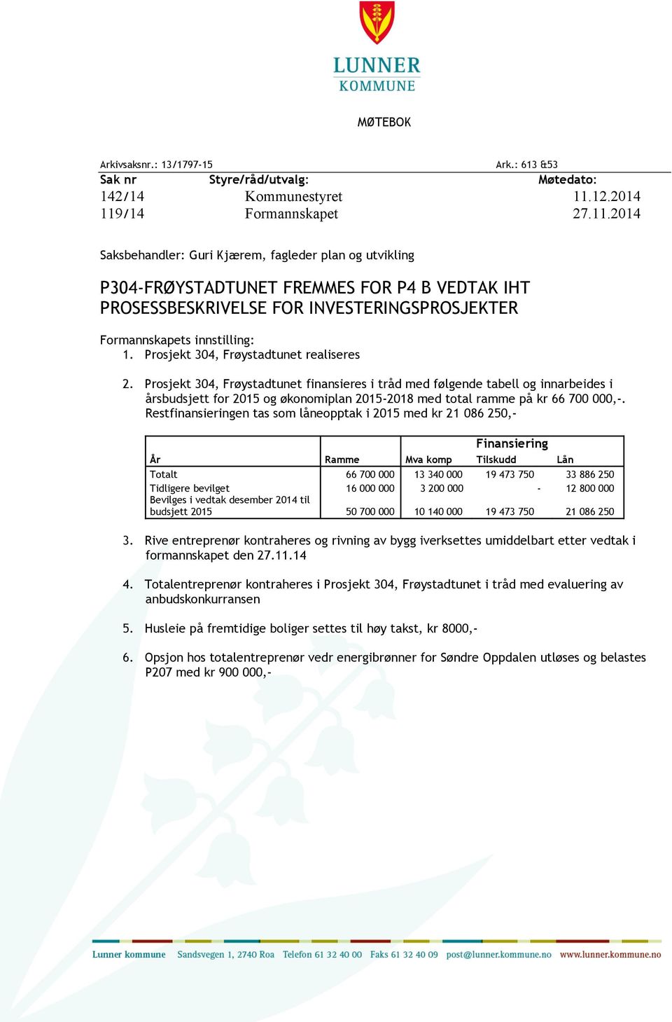 Prosjekt 304, Frøystadtunet realiseres 2.