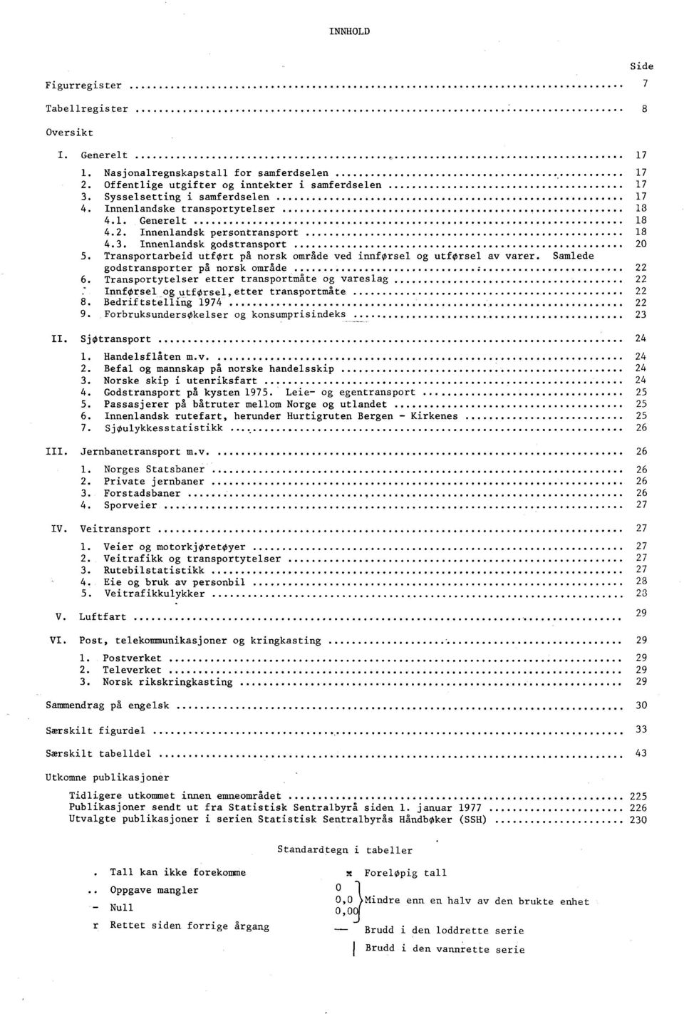 Samlede godstransporter på norsk område 6. Transportytelser etter transportmåte og vareslag InnfOrsel og utforsel, etter transportmåte 8. Bedriftstelling 97 9.