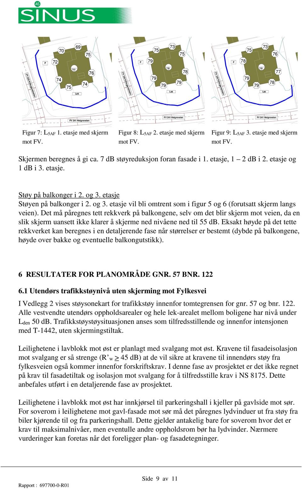 Det må påregnes tett rekkverk på balkongene, selv om det blir skjerm mot veien, da en slik skjerm uansett ikke klarer å skjerme ned nivåene ned til 55 db.