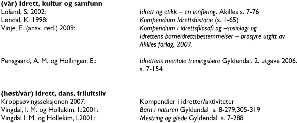 og Hollingen, E.: Idrettens mentale treningslære Gyldendal. 2. utgave 2006. s.